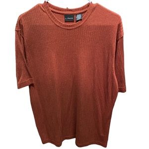 JF J.Ferrar Ribbed Short Sleeve Tee Size M